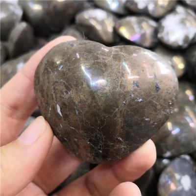 China China Wholesale Polished Natural Hand Carved Heart Shaped Yellow Pyrite Crystal For Healing for sale