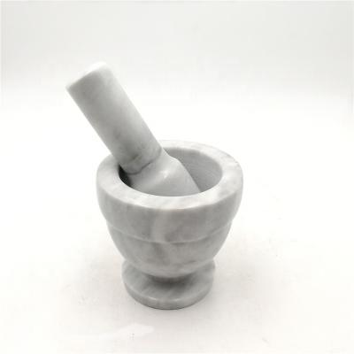 China Viable Custom Design Pure White Marble Mortar And Pestle Set For Kitchenware for sale