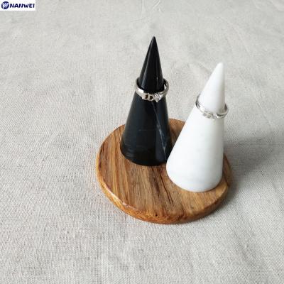 China Wholesale Custom Jewelry Ring Stand Cone Shape Ring Display Stand Stand Natural Marble Jewelry Display Rack for sale