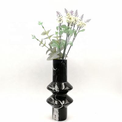 China Cheap Marble Color Art Decor Shaped Vase Flower Black Marble for sale