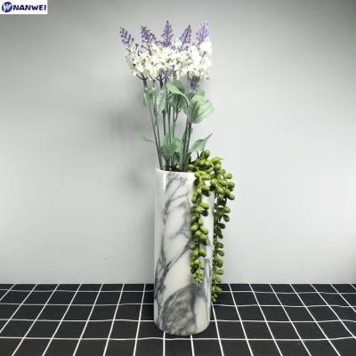 China CLASSIC wholesale white marble stone flower vase for decor for sale