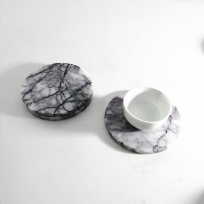 China Sustainable High Quality Natural White Marble Material Coffee Mug Coaster for sale