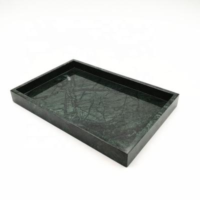 China Hot Sale Home Decorative Green Marble Rectangle Marble Serving Tray Bathroom Serving Tray On Salae for sale