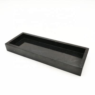 China New Design Serving Tray Bathroom Serving Trays Bathroom Trays Natural Black Marble Stone Marble For Home Decoration for sale