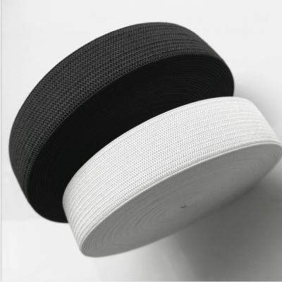 China Sustainable Width 1/1.5/ 2/2.5/3/4/5cm White/Black Colored Soft Knit Braided Elastic band For Sewing Garment Accessories for sale