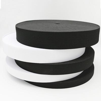 China Elastic Custom 30mm High Quality Wholesale Elastic Band White And Black Color Elastic Various Size Flat Elastic for sale