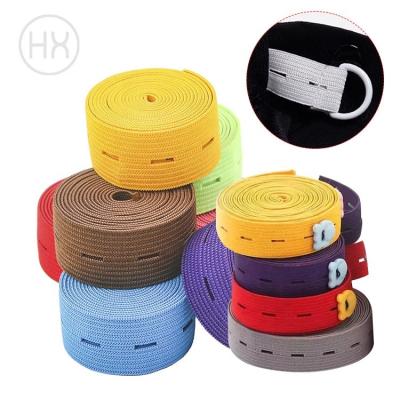 China Elastic Factory Wholesale Durable Button Hole Knit Elastic Eyelet Webbing Band For Garment Button Hole Elastic Band for sale