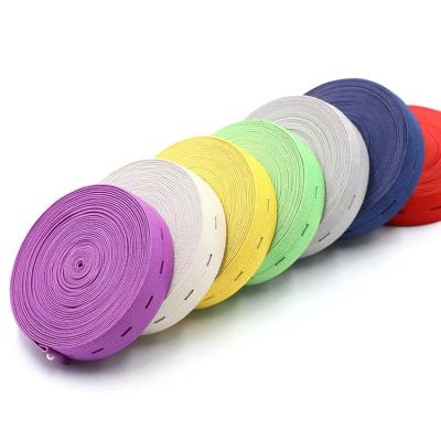 China Elastic Wholesale garment 3cm custom colored button hole Knitting Elastic Tape Band Elastic Webbing for sale