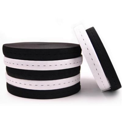 China Elastic Wholesale Polyester Latex White And Black Pregnant Woman Pants Waist Extender Adjustable Elastic Band Button Hole Elastic for sale