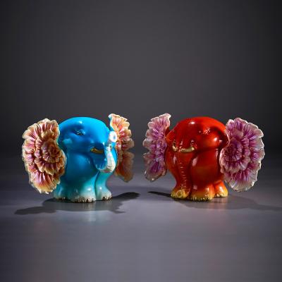 China China Li Jiajiang Elephant decoration home office accessories combine living room light decoration luxury high-end animal crafts for sale