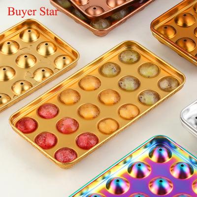 China Viable Stainless Steel Ice Tray Round Shape Ice Cube Tray Ice Ball Maker Mold for sale