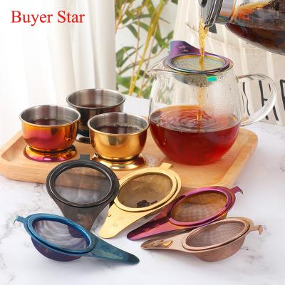 China Sustainable High Quality Gold Stainless Steel Anti Heat Tea Cup With Strainer for sale