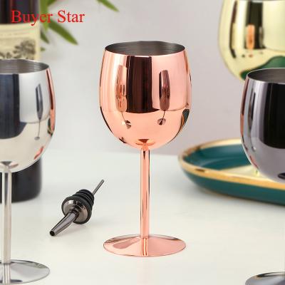 China Sustainable Stainless Steel Goblets Stem Wine Goblets Red Wine Cup With Food Grade Silicone Wine Stopper for sale