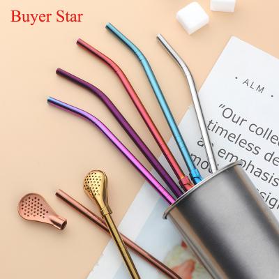 China 304 Stainless Steel Detachable Straw Spoon Drinking Filter Straws Spoon Viable For Yerba Tea Bar Cafe for sale