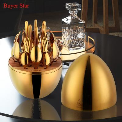 China Sustainable Luxury 24pcs Modern Design Stainless Steel Egg Cutlery Set For Gift for sale