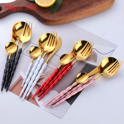 China Joint Set Like A Sustainable Hot Selling Portuguese Style Stainless Steel Handle Dinnerware Cutlery Bamboo for sale