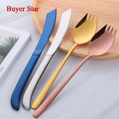 China Sustainable Hot Sale Stainless Steel Fan Form Dinner Fruit Peculiar Steak Knife And Fork for sale