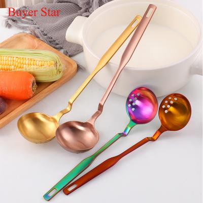 China Hot Spoon Dor Ladle Home Kitchen Pot Stainless Steel Thickening Spoon Long Handle Creative Viable Hotel Soup for sale