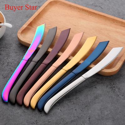 China Sustainable New Design Custom Stainless Steel Tableware Multicolor Table Dinner Knife for sale