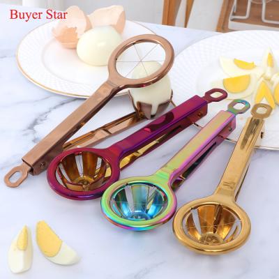 China Sustainable Food Grade 304 Stainless Steel Egg Slicer Tool Handheld Egg Cutter for sale