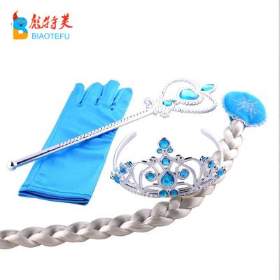 China Elsa Tiara Accessaries Synthetic Crown Magic Wand Glove Wig Braid 4 Pieces for sale