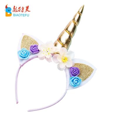 China kids baby party flower unicorn cosplay headbands B-C019 for sale