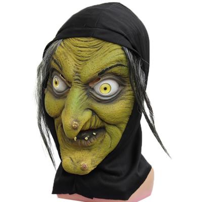 China High Quality Scary Evil Witch Full Latex 100% Head Halloween Mask With Hair for sale