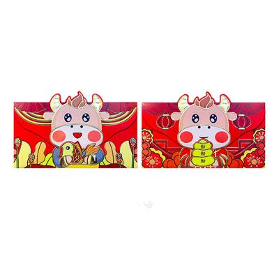 China New Design Coated Paper 2021 Chinese New Year Red Paper Pack For The Year Of OX for sale