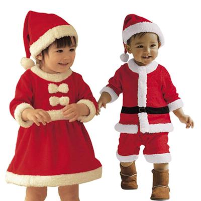 China High quality Santa Claus baby and boy velvet velor Santa Claus clothes dress up Father Christmas cosplay costumes for kids for sale