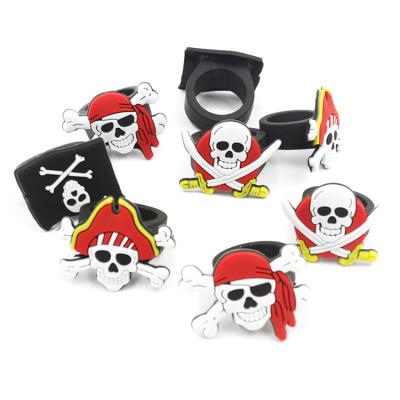 China Party promotionl gift trend 3D pirate soft silicon pvc rings shape rubber ring for sale