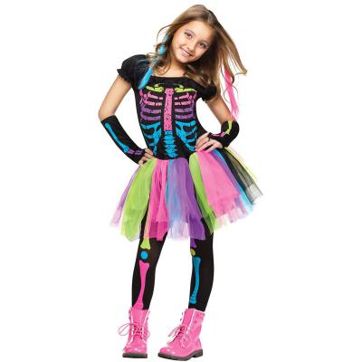 China Polyester Skeleton Girl Halloween Fancy Dress Cosplay Costumes for sale