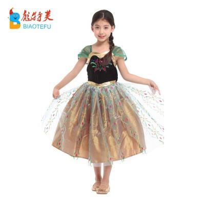 China Hot Sale Anna Elsa Princess Party Carnival Polyester Cosplay Costume Girls Frozen Cosplay Fancy Dress Costume In TV And Movie for sale