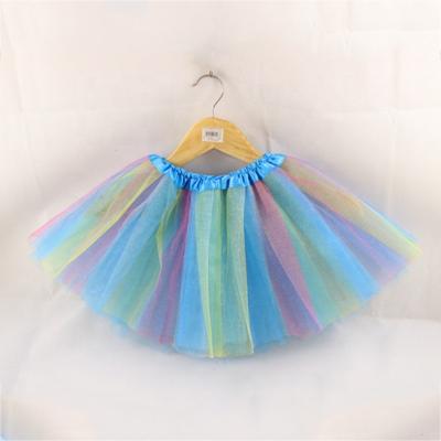 China Breathable Cheap Kids 3 Layers Rainbow Tulle Dancing Tutu Skirt Dress for sale