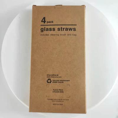 China Sustainable high quality includes cleaning brush and bag 4 pack glass straws for party daily living bar for sale