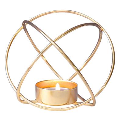 China Hot Selling Morden Small Gold Color Iron Metal Candle Holder Home Decor Metal Candle Holder for sale