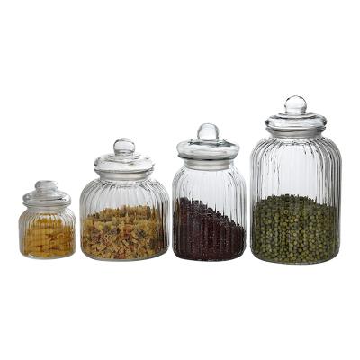 China New Large Storage Foods Storage Different Size Designed Glass Jar For Food With Glass Lid for sale