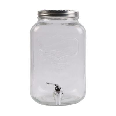 China Retro Style Beverage Dispenser 1 Gallon Airtight Glass Mason Jar Beverage Dispenser with Leak Proof Pin for Beverage Juice Cold Pressed Wine for sale