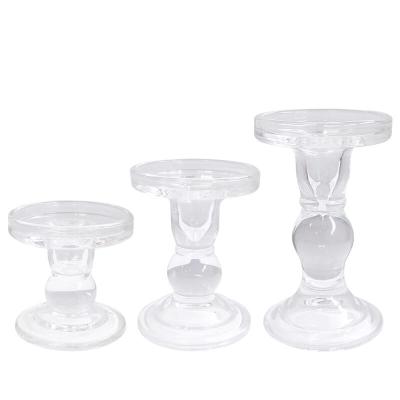 China Fashionable Hand Pressed Tall Glass Candle Holder for sale