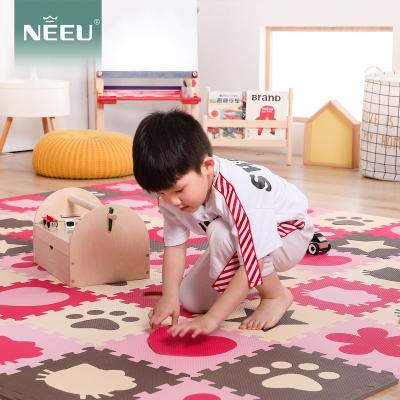 China Star Cardboard Pattern Washable Brown And Beige Eva Puzzle Mat For Household for sale