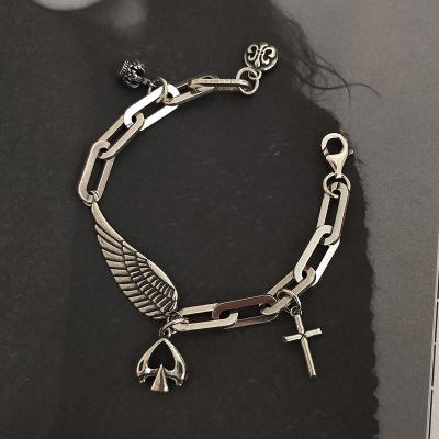 China Wholesale High Quality 925 Sterling Silver Vintage Wing Charm Bracelets Women Jewelry Personalized Chain Bracelet for sale