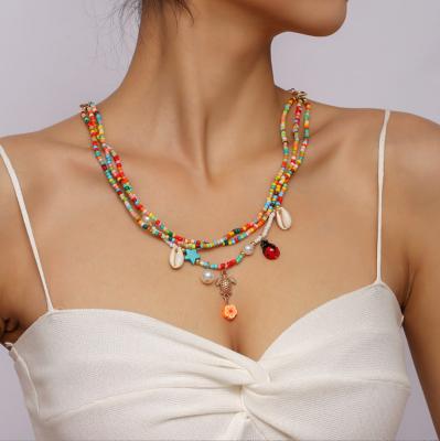 China Newest BOHEMIA Girls BOHEMIA Girls Colorful Beaded Chains Chocker Necklaces Handmade Multilayer Shell Necklace For Women for sale