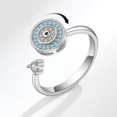 China Latest 2022 FASHIONABLE Rotating Enamel Daisy Eye Ring Women Diamond Rings Star Adjustable Rings For Girls for sale