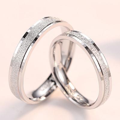 China Rings Silver Sterling Silver Engagement Wedding Rings Simple Matte Polished Couples Rings Jewelry s925 for sale