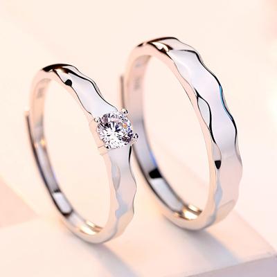 China Sterling silver gemstone rings gold engagement cz diamond couples ring jewelry s925 wholesale white sterling silver gemstone rings for sale