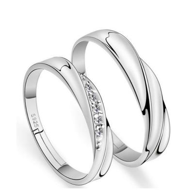 China Wedding Rings for Men Wholesale Simple Silver Couple Ring Jewelry 925 Diamond Valentines Wedding CZ Rings for Men and Women for sale