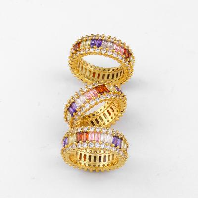 China 2019 Vintage Ring Vintage Ring Luxury Fashion Stone Zircon Stone Retro Color 18k Gold Plated Rainbow CZ Copper Rings for sale