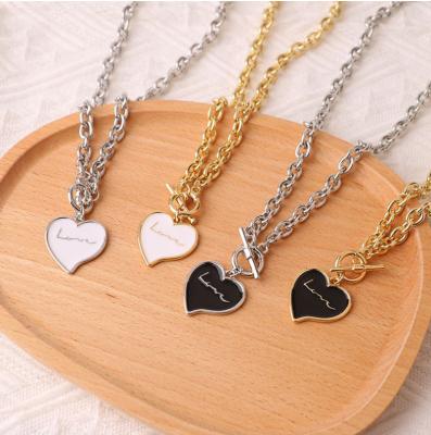 China Other Girls Steel Chain Heart Jewelry Chocker Necklace Women Statement Gold Titanium Necklace Pendant Wholesale for sale