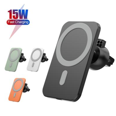 China Magnetic Auto-alignment Qi Car Wireless Charger Air Vent Phone Car Mount Holder Adjustable Magnetic Car Mount for sale