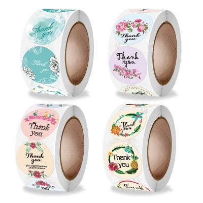 China Strong Viscosity Amazon Roll Thank You Sticker Floral Sticker Envelope Seal Sticker for sale