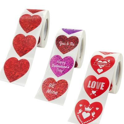 China Strong viscosity 1.5 inch 500pcs heart-shaped stickers with different patterns for sale